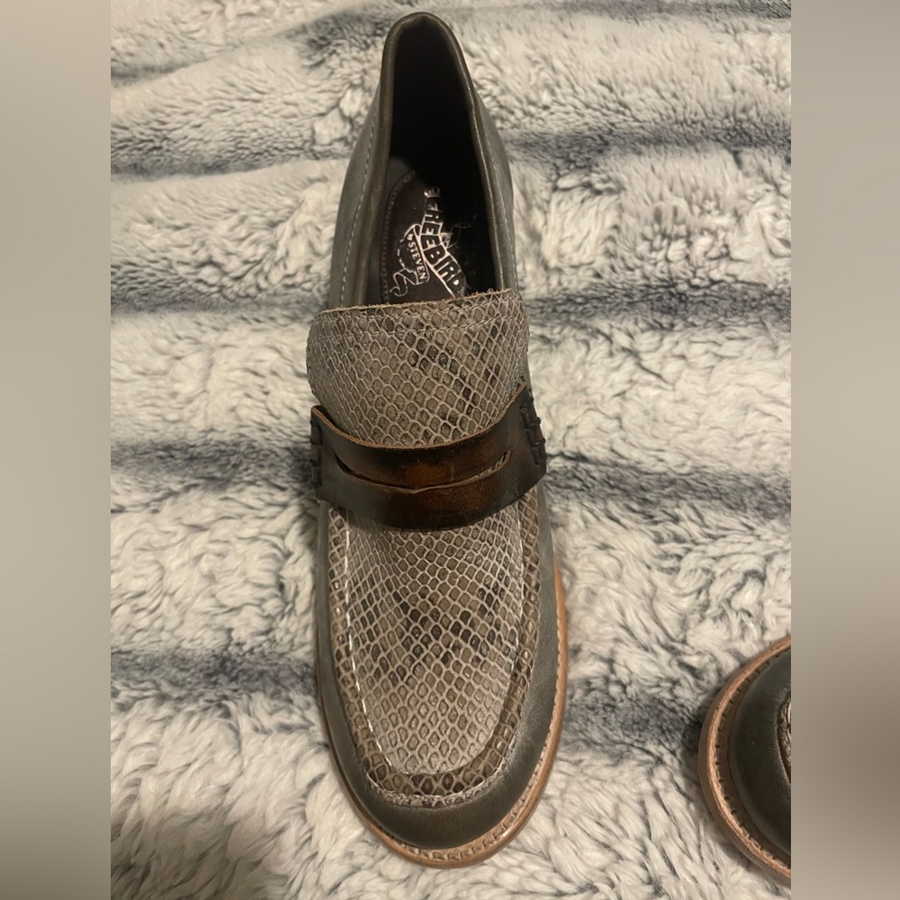 Freebird Gray and Brown Textured Loafers